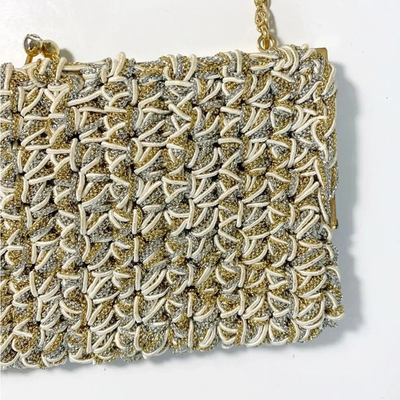 Vintage Gold Metallic Woven Evening Bag Chain Strap Creations by Solar Ltd Italy - Picture 6 of 6